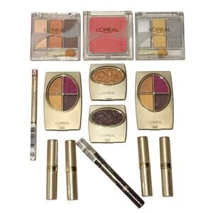 NEW Vintage L'Oreal Eye Makeup Bundle Of 13 - Palettes, Creme Shadows & Crayon